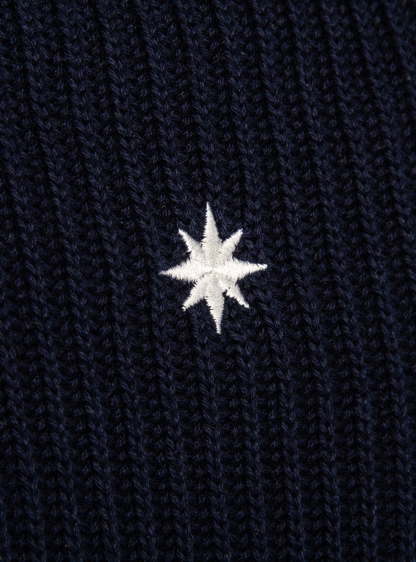 Njord compass embroidery back detail navy blue half-zip sweater