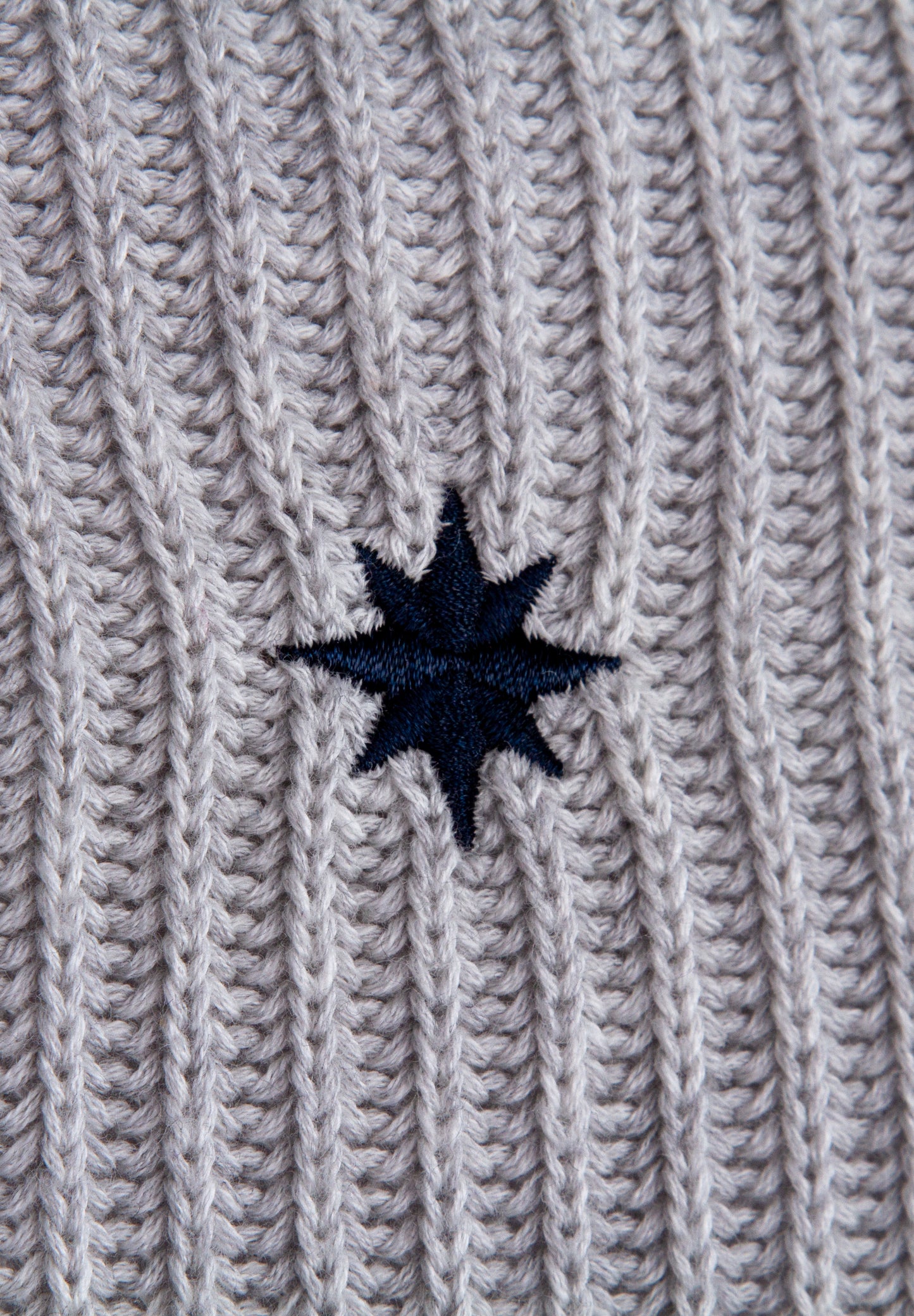Njord compass embroidery back detail gray half-zip sweater