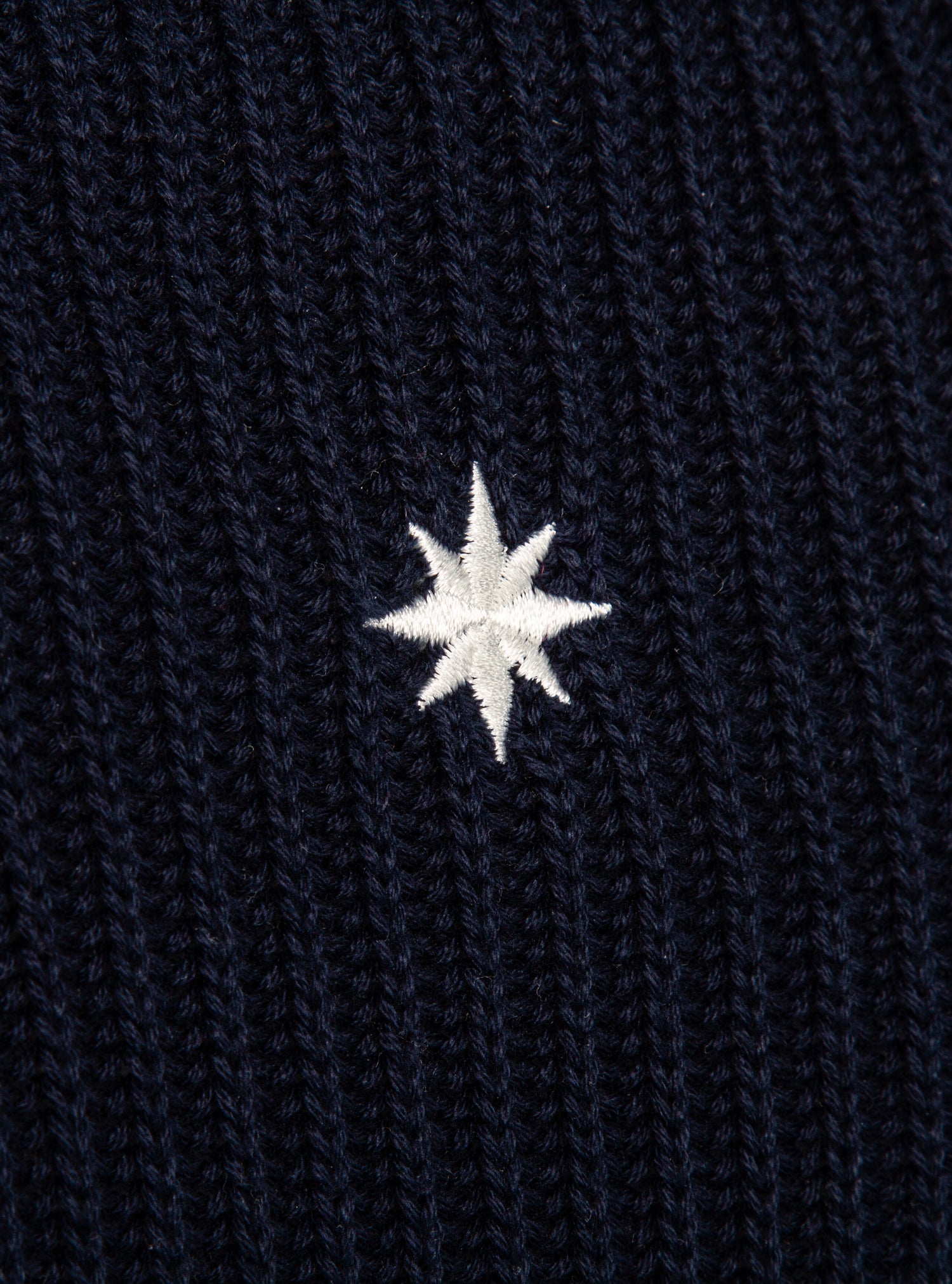 Njord compass embroidery back detail navy blue half-zip sweater